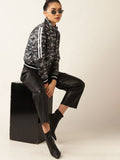 DressBerry Women Grey & Black Camouflage Quilted Jacket