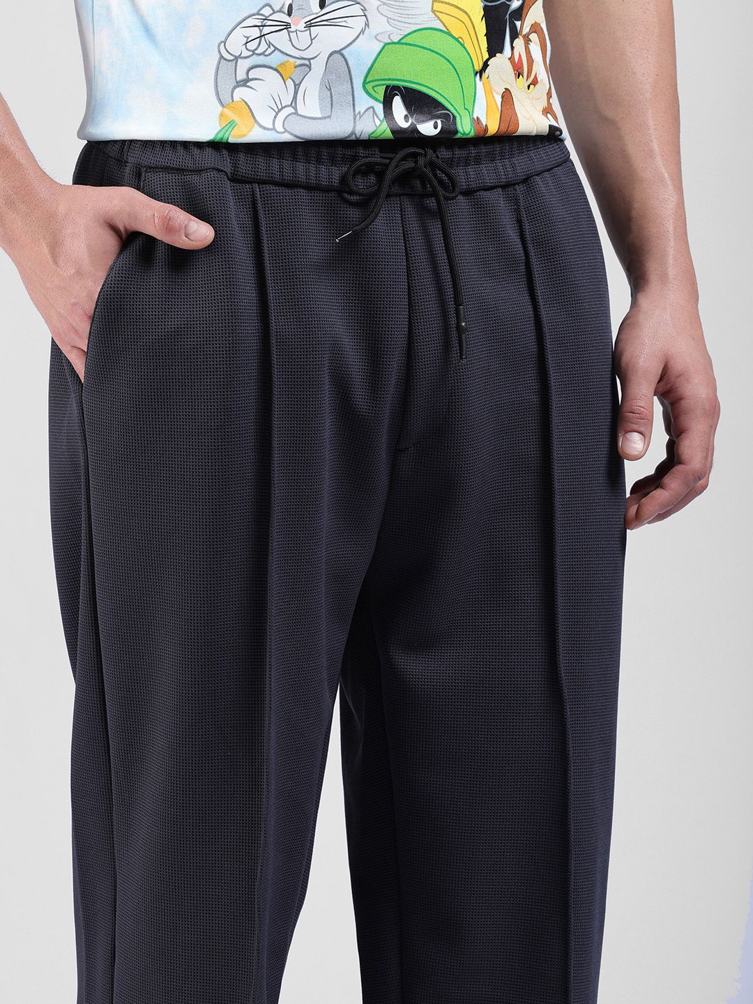 The Indian Garage Co Men Loose Fit Textured Waffle Jogger