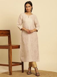 W Ethnic Printed Keyhole Neck Gotta Patti Kurta