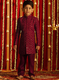 VASTRAMAY Boys Embellished Sherwani Set