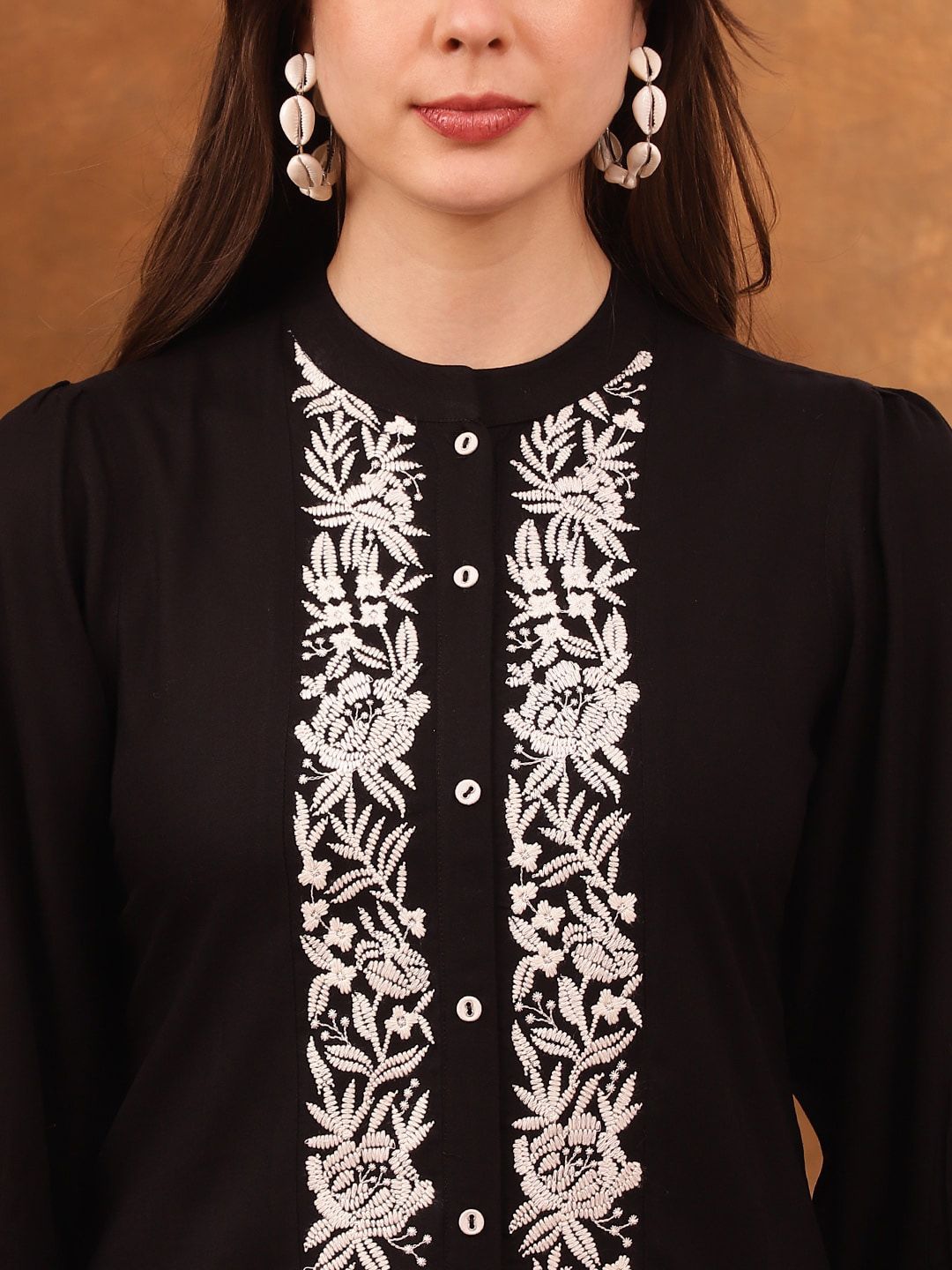 Anouk Black Silk Blend Embroidered Tunic with Trousers