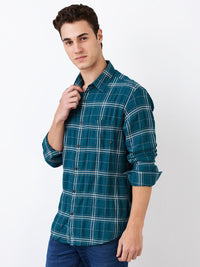 SPYKAR Men Slim Fit Spread Collar Tartan Checked Cotton Casual Shirt
