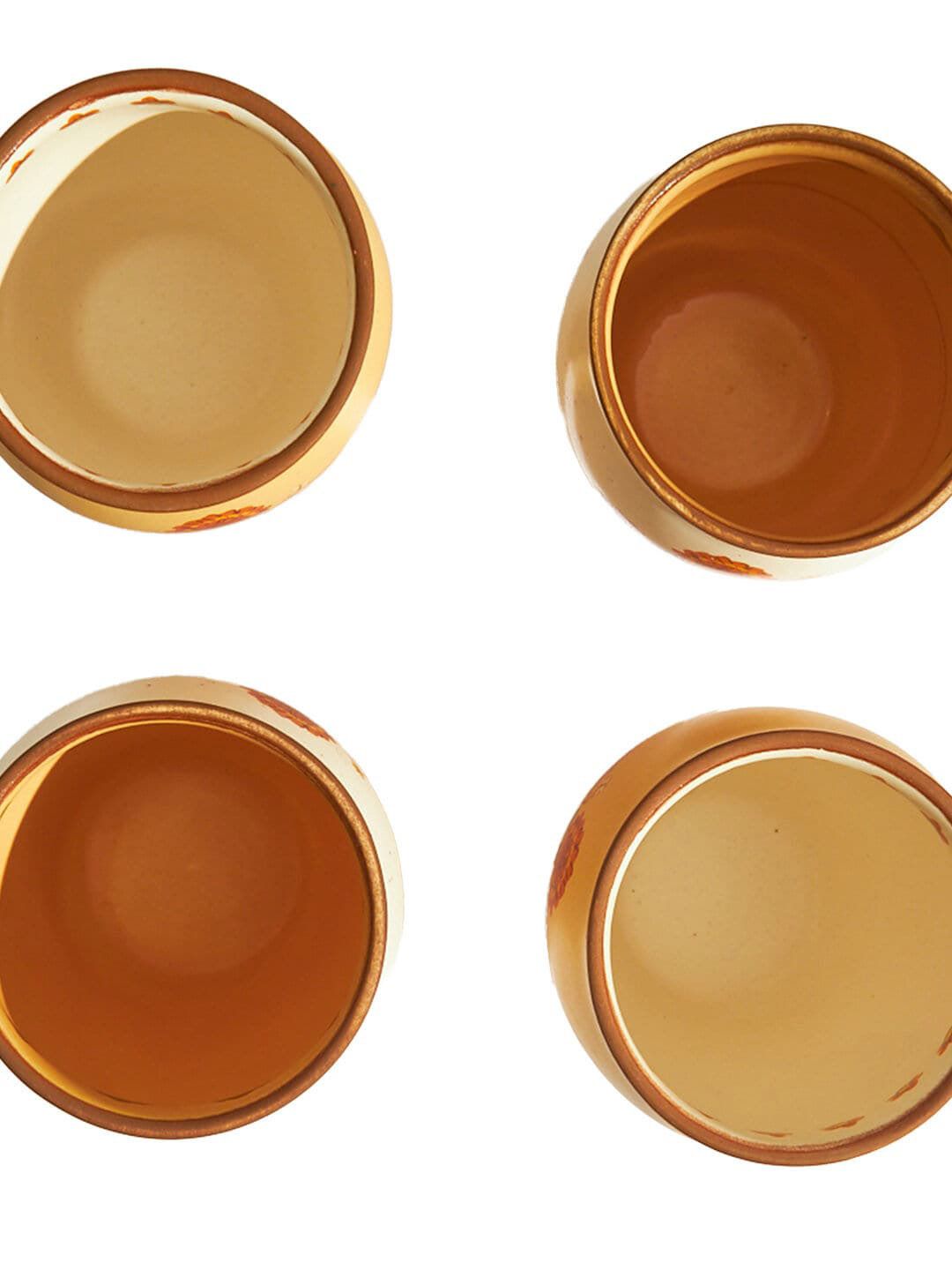 Chumbak Yellow 4 Pieces Marigold Printed Kulhad Gift Sets