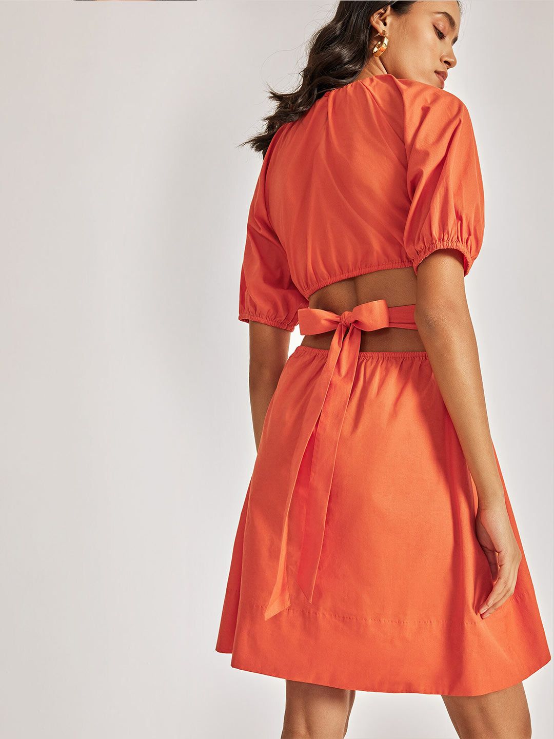 The Label Life Puff Sleeve Cut Out Detailed  A-Line Dress