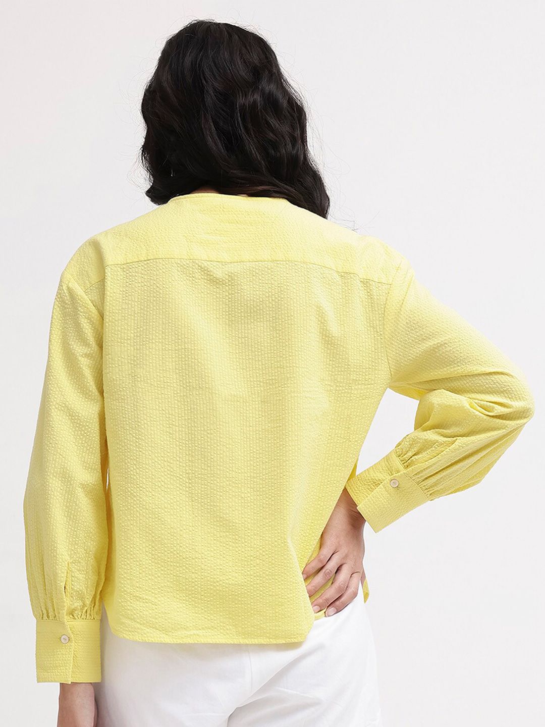 RAREISM Round Neck Long Sleeves Cotton Top