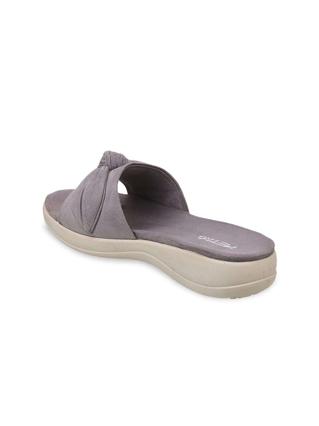 Metro Women Grey Textured Bows Flats