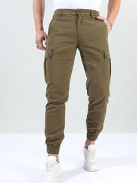 The Indian Garage Co Men Slim Fit Solid Cargos Joggers
