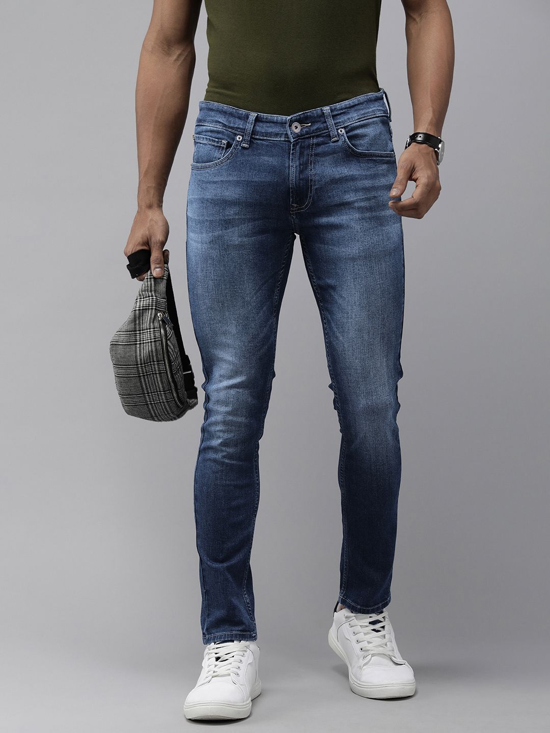 SPYKAR Men Super Skinny Fit Low-Rise Light Fade Stretchable Jeans