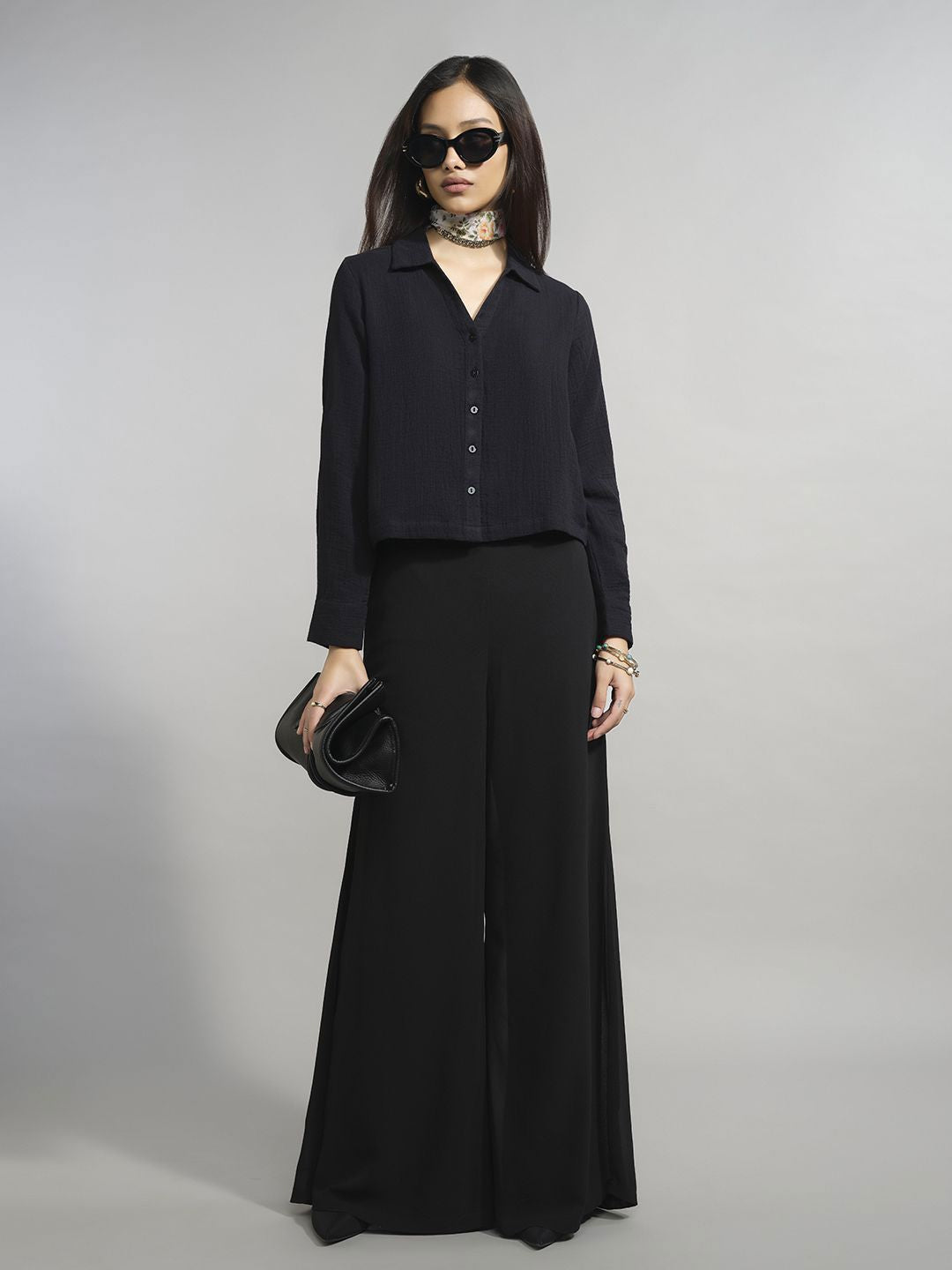 AND Women Shirt Collar Cotton Top