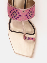 Anouk Women Ethnic Motifs Woven Design One-Toe Block Heels