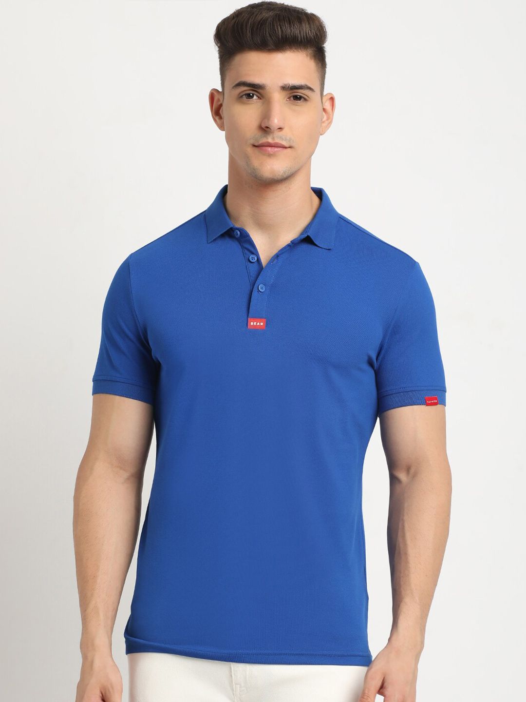 THE BEAR HOUSE Polo Collar Short Sleeves Slim Fit T-shirt