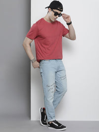 The Indian Garage Co Men Relaxed Fit Light Fade Printed Jeans