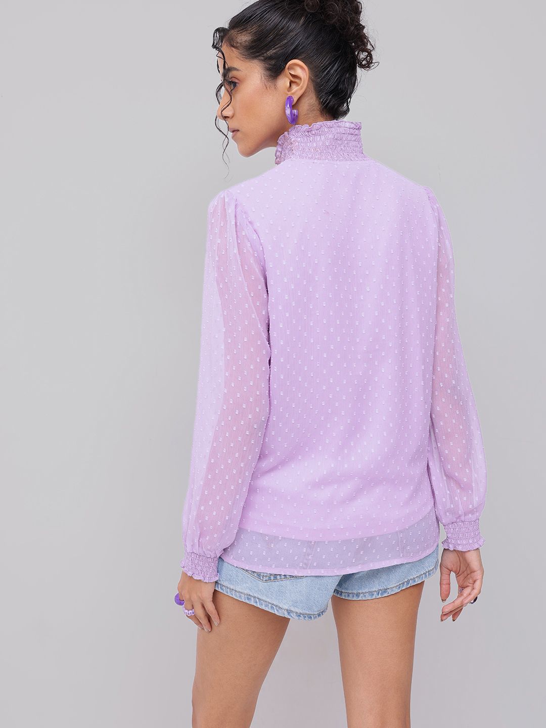 DressBerry Soft Serenity Dobby Poet Sleeves Top