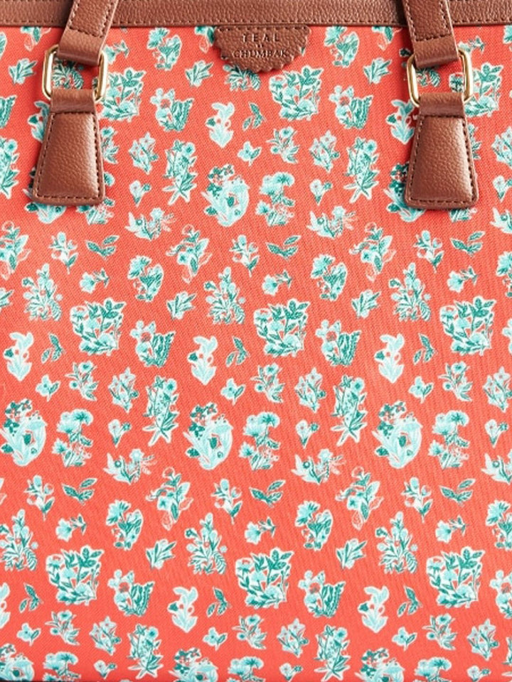 TEAL BY CHUMBAK Floral Printed Oversized Shopper Shoulder Bag