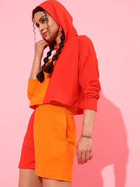 Jalan 9 Wanita Orange & Merah Warna-Cotton Cotton Co-Ords