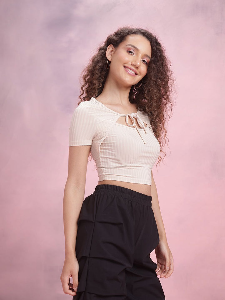 DressBerry Tie-Ups Shrug Detail Crop Top