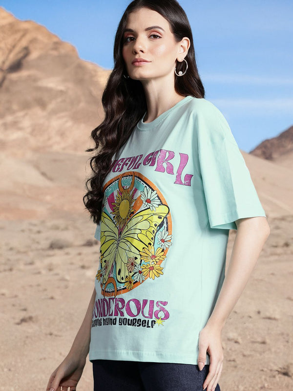 DressBerry Women Printed Drop-Shoulder Sleeves Pure Cotton T-shirt