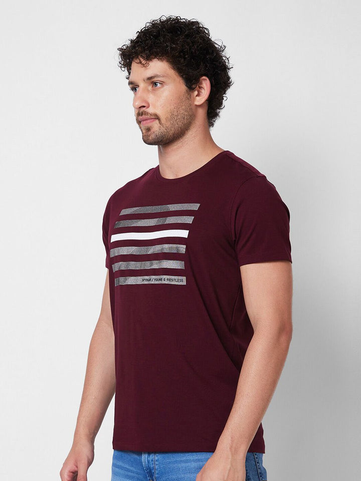 SPYKAR Typography Printed Round Neck Cotton Slim Fit T-shirt