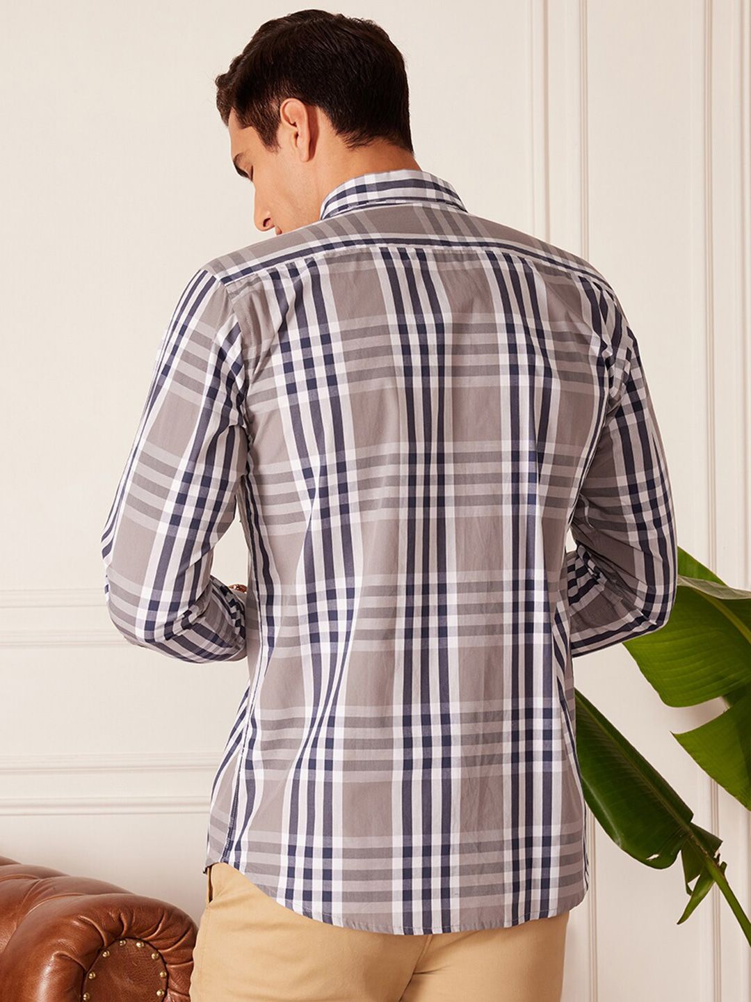 DENNISON Smart Tartan Checks Checked Button-Down Collar Cotton Casual Shirt