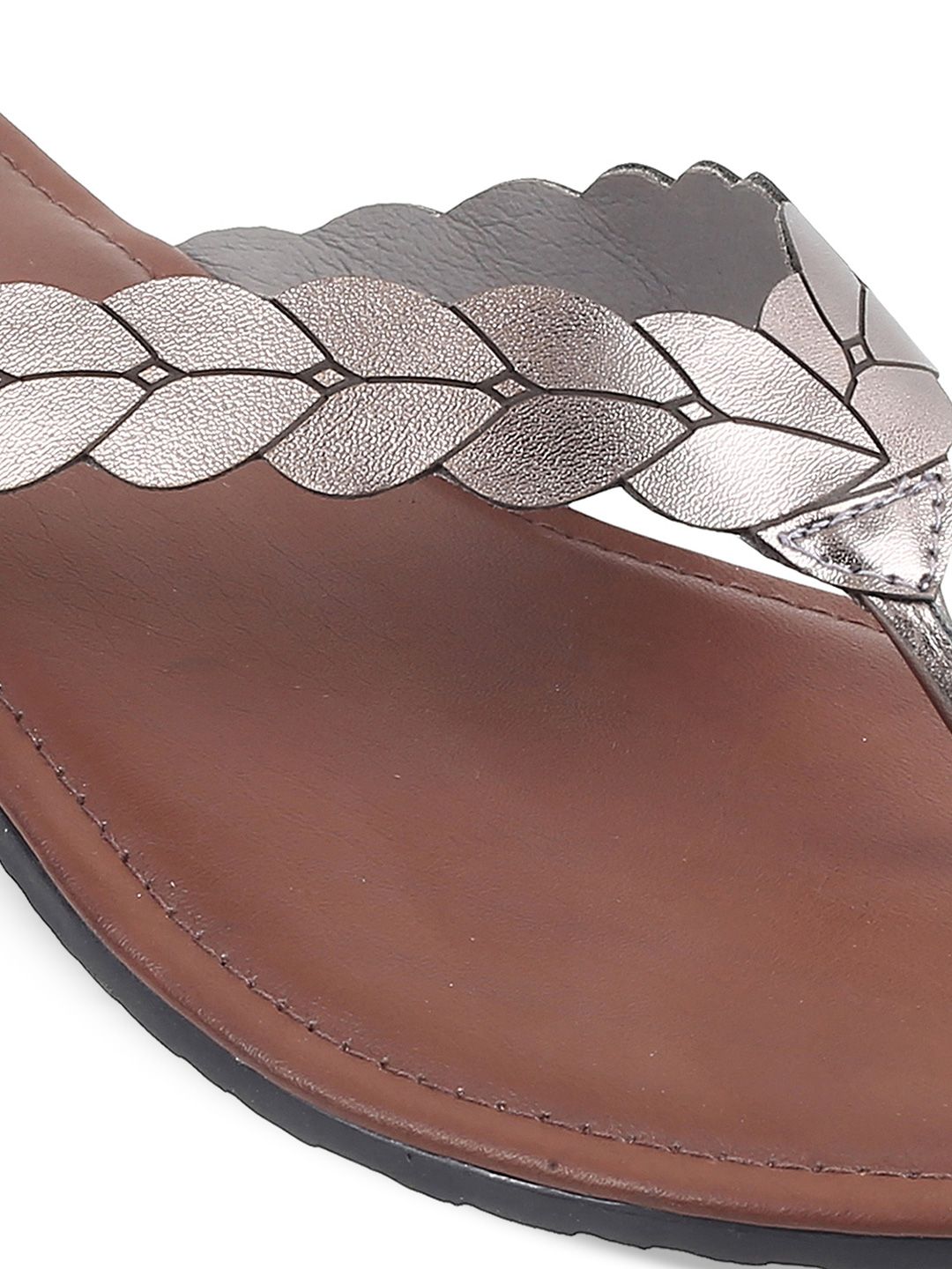 Metro Women Grey Solid Open Toe Flats