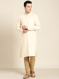 SOJANYA Kurta Lurus Pepejal Berwarna Krim Lelaki
