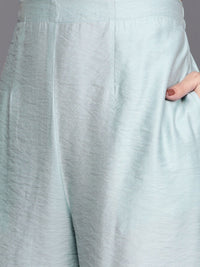 Libas Women Blue Chanderi Silk Gotta Patti Kurta with Palazzos & Dupatta