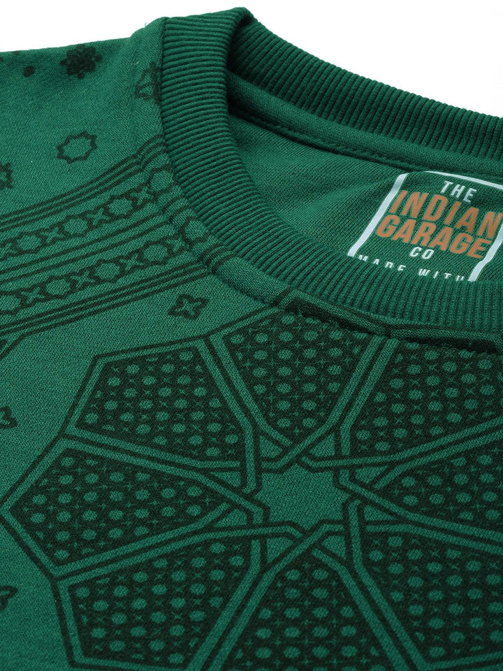 The Indian Garage Co Men Teal Printed Sweatshirt