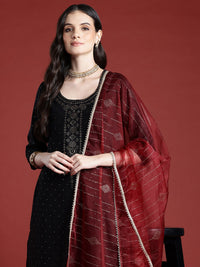 Anouk Mukaish Detailed Kurta with Trousers & Dupatta