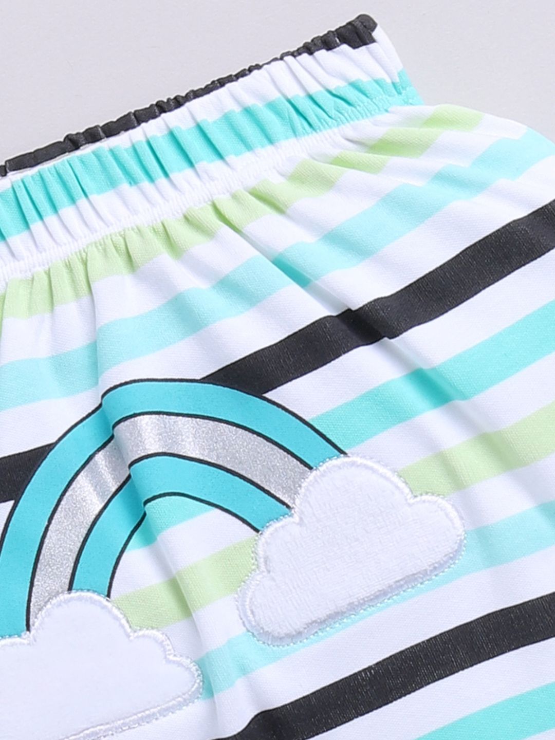 Moms Love Infant Girls Pure Cotton Printed Puffed Sleeves Top with Trousers