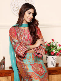 Varanga Ethnic Motifs Printed Chanderi Silk Kurta With Trousers And Dupatta