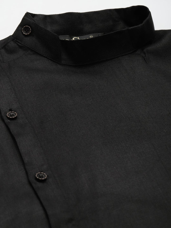 SOJANYA Lelaki Hitam Solid Kurta Asymmetric