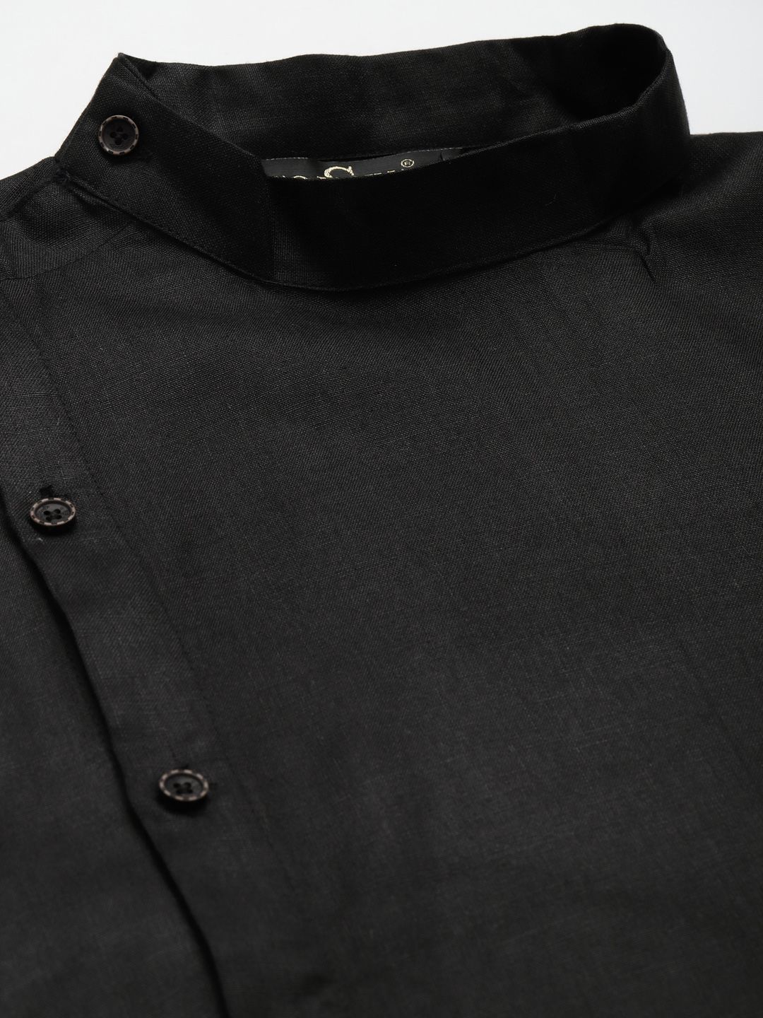 SOJANYA Lelaki Hitam Solid Kurta Asymmetric