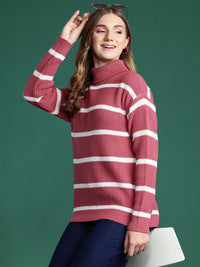 DressBerry Turtle Neck Striped Sweater