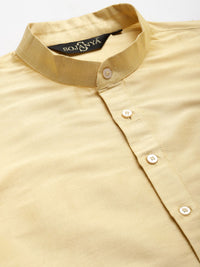 SOJANYA Men Golden & Navy Blue Kurta with Churidar