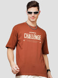 ADRO Men Printed V-Neck Applique T-shirt