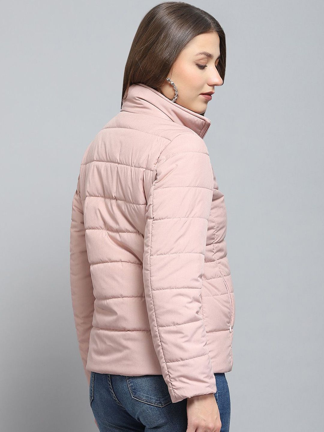 Monte Carlo Women Mock Collar Solid Casual Lightweight Padded Jacket