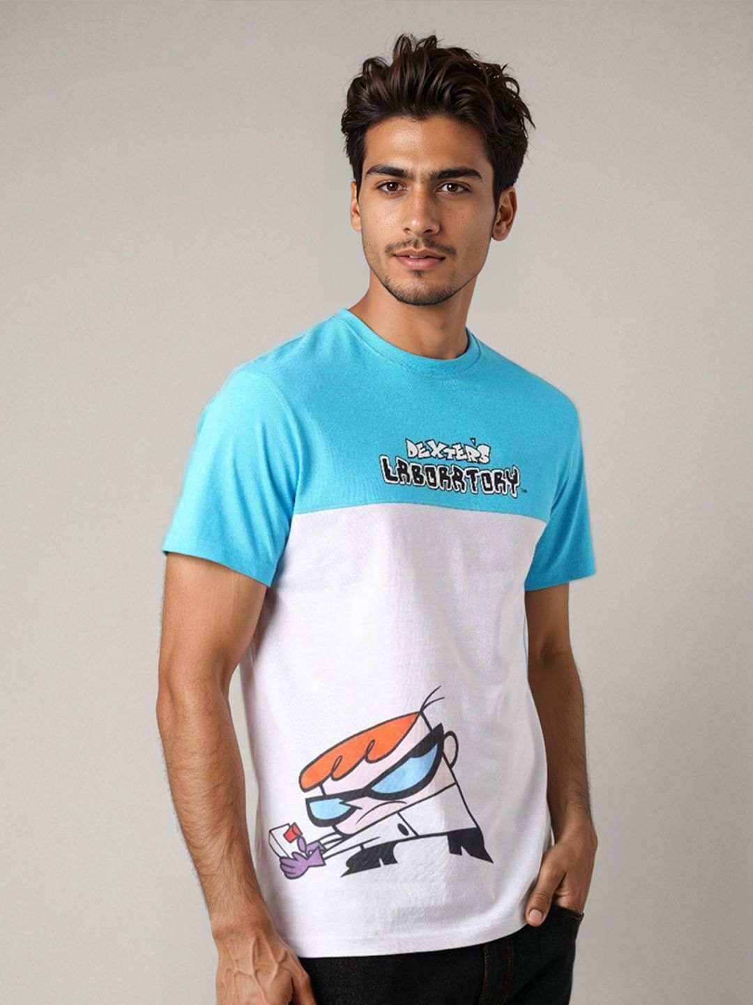 The Indian Garage Co Men Dexter Colourblocked Round Neck Cotton Slim Fit T-shirt