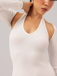 DressBerry Soft Rib Halter Play Bodycon Dress with Arm Sleeve