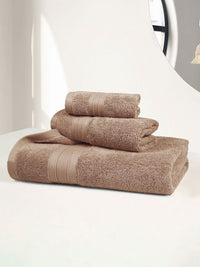 MYTRIDENT Soft Comfort Brown 3 Pieces Pure Cotton 500 GSM Towel Set
