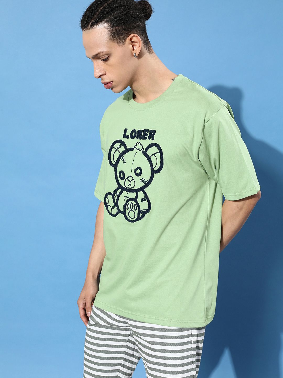 DILLINGER Men Green & Black Printed Oversize T-shirt