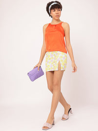 DressBerry Retro Shine Pleated Satin Strappy Top