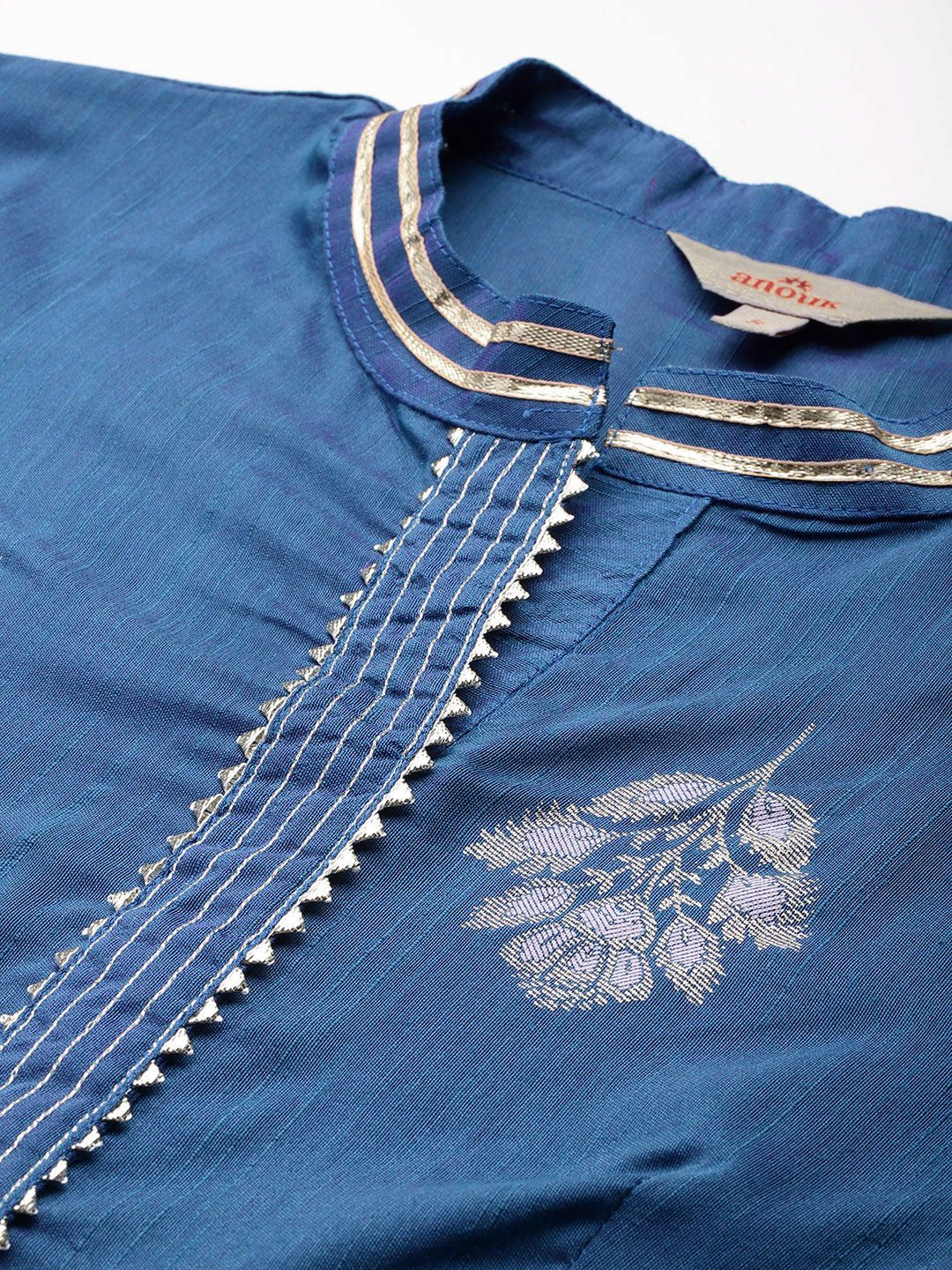 Anouk Pleated Foil Print Gotta Patti Kurta with Trousers