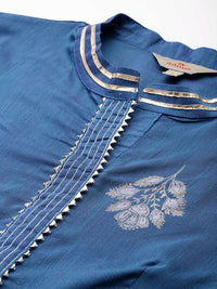 Anouk Pleated Foil Print Gotta Patti Kurta with Trousers