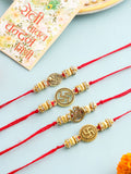 NVR Unisex Set of 4 Artificial Stones Swastik Thread Rakhi with Roli Chawal Chandan Mishri