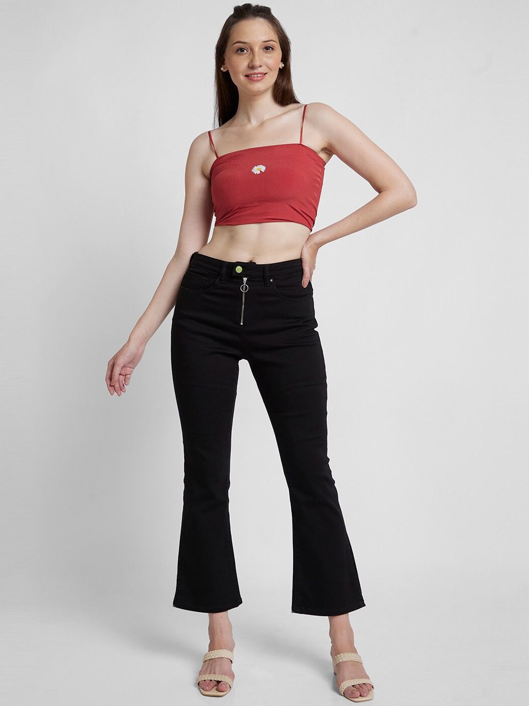 SPYKAR Women Black Elissa Bootcut High-Rise Clean Look Stretchable Jeans