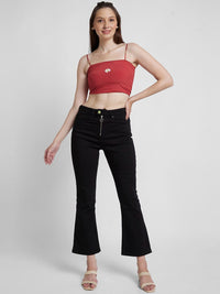 SPYKAR Women Black Elissa Bootcut High-Rise Clean Look Stretchable Jeans