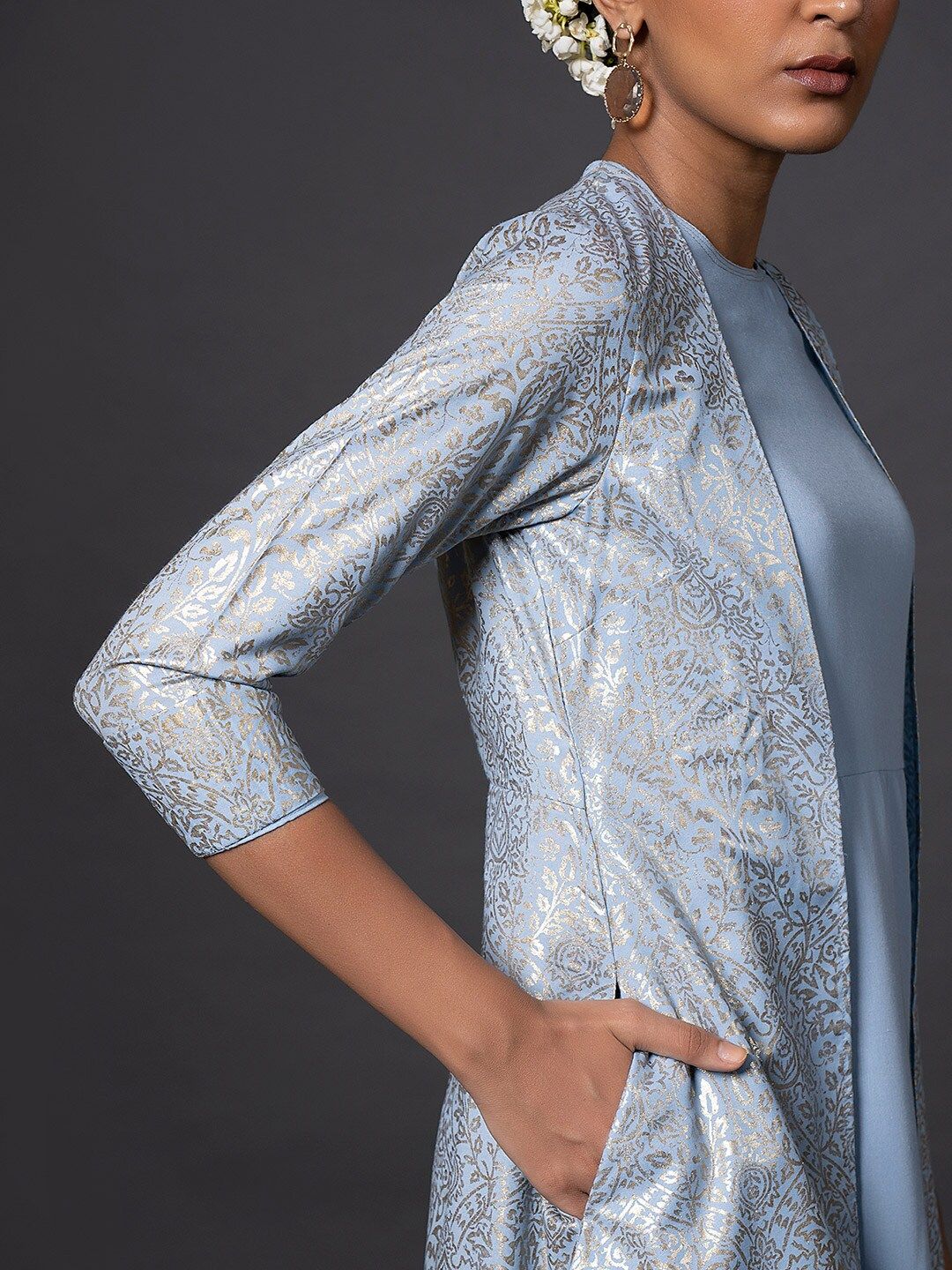 W Blue Ethnic A-Line Dress