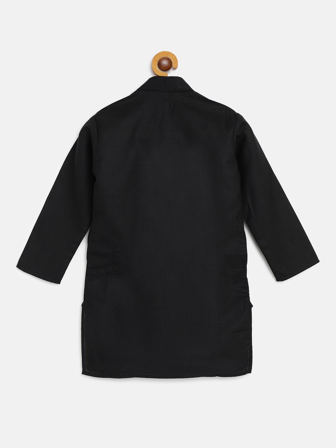 SOJANYA Boys Black Solid Band Collar Kurta