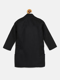 SOJANYA Boys Black Solid Band Collar Kurta