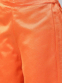 W Women Pink & Orange Printed Layered Straight Kurta with Trousers